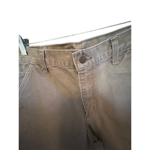 Carhartt Mens Dungaree Fit Khaki Pants Brown Duck Cloth Work Jeans Size 34X34 - Picture 4 of 5